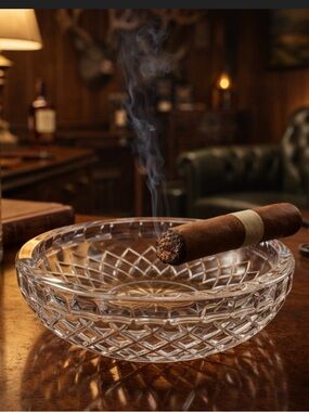 VINTAGE Princess House Lead Crystal Ashtray - Highlights Pattern